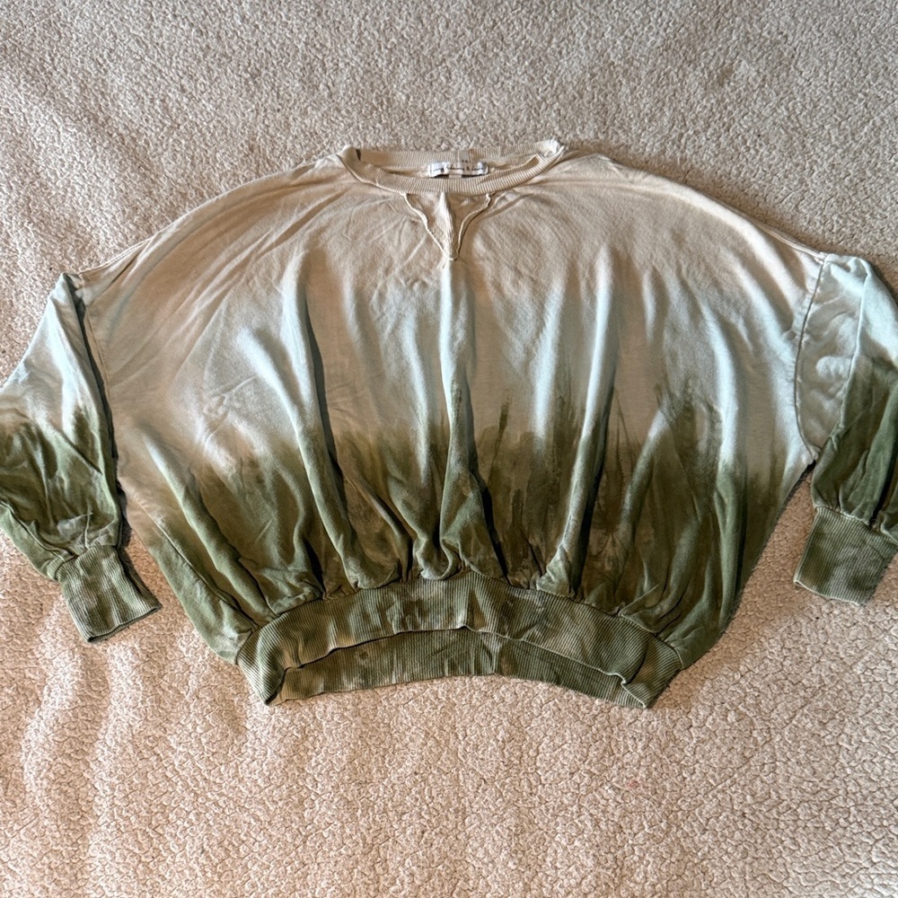 Young Fabulous & Broke Olive and Beige Ombre Sweatshirt Small